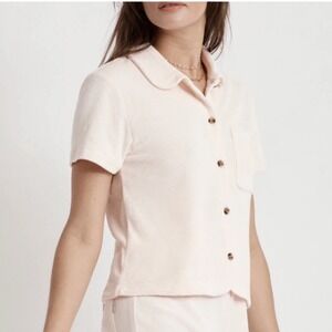 Brixton Marquee S/S Terry Top Soft Pink Relaxed Fit Button‎ Up Shirt XS